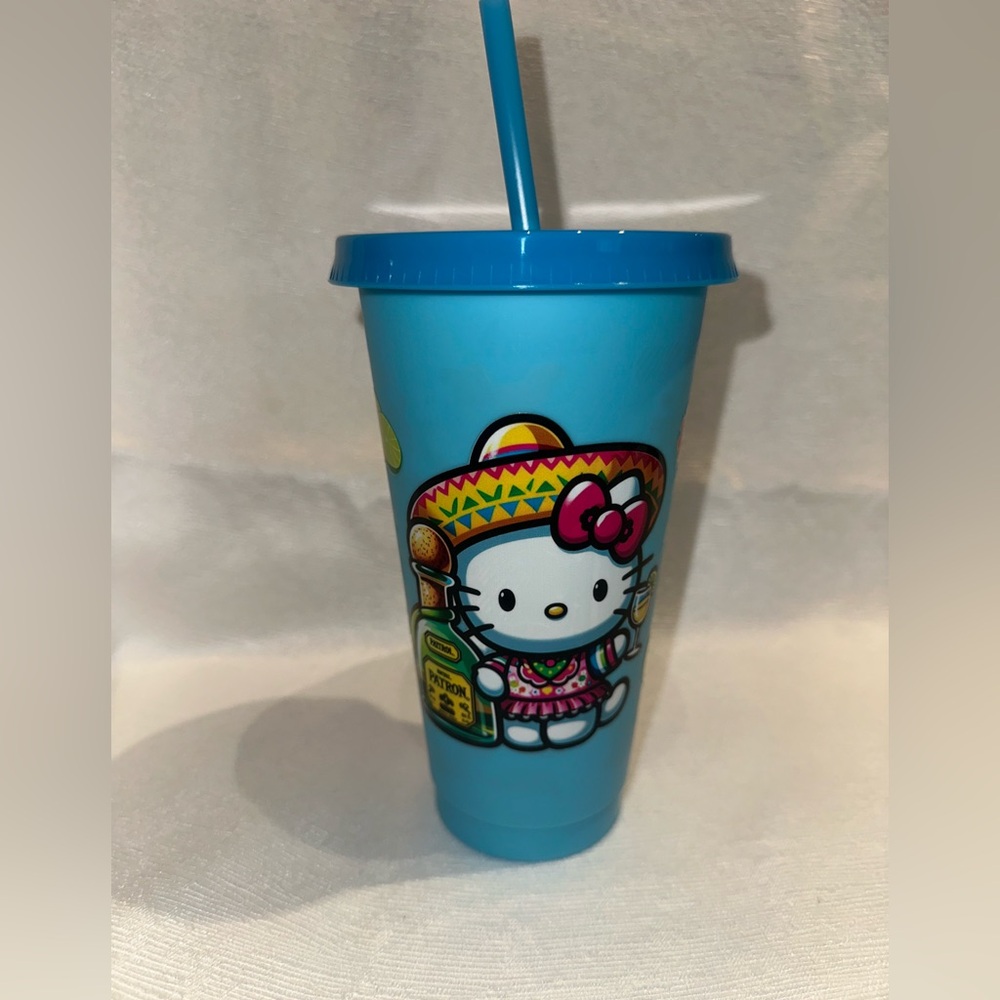Blue Hello Kitty Tumbler with Straw